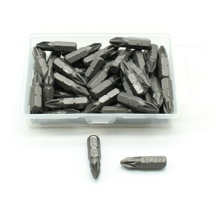 TMAX 50 pc PZ2 Pozi #2 Screwdriver Impact Ready 1 Inch Length Insert Bits Hex Shank with Quick Release Slot