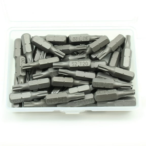TMAX 50 pc T20 Torx Star 6 Point T-20 Screwdriver Impact Ready 1 Inch Length Insert Bits Hex Shank with Quick Release Slot