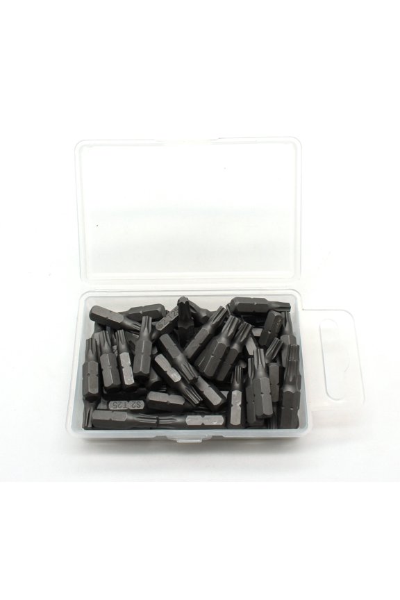 50 pc T25 Torx Star 6 Point T-25 Screwdriver Impact Ready 1 Inch Length Insert Bits Hex Shank with Quick Release Slot