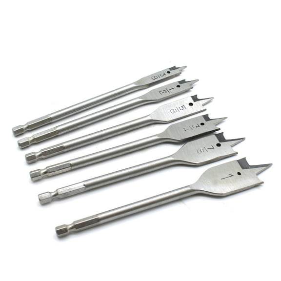 TMAX 6 pc Heavy Duty Spade Drill Bit Set,Paddle Flat Bits Wood Hole Cutter,1/4 Inch Ball Groove Heavy Duty Shank,3/8 Inch to 1 Inch