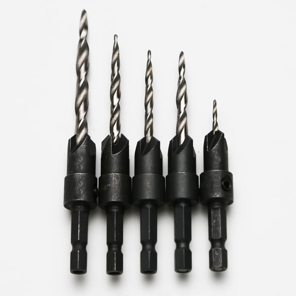 TMAX 6pc #4 #6 #8 #10 #12 Countersink Drill Bit Set, Tapered Drill Bit for Woodworking