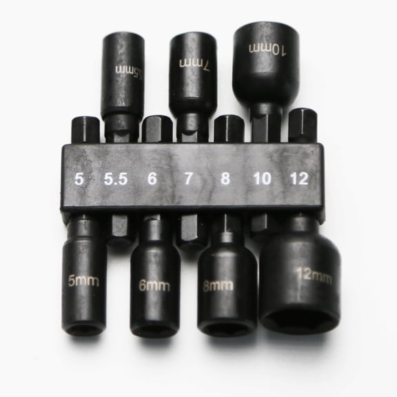 TMAX 7pc 5mm to 12mm Magnetic Metric Nutsetter Set Metric Unit Impact Power Hex Nut Driver Master Kit with 1/4 Inch Hex Shank