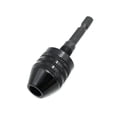 thumbnail image 1 of TMAX Black 1/4 Inch Hex Shank Keyless Chuck Adapter To Hold 1/32 to 1/4 Inch (0.5mm to 6.5mm) Conventional or Microsize Drill Bit, 1 of 4