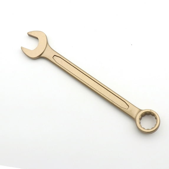 TMAX Non-Sparking 17 mm Aluminum Bronze Combination Wrench, Combination Spanner, Industrial Grade Non Spark Open and Box Wrench, Spark Free Safety, Non-Magnetic, Corrosion-Resistant, Die-Forge