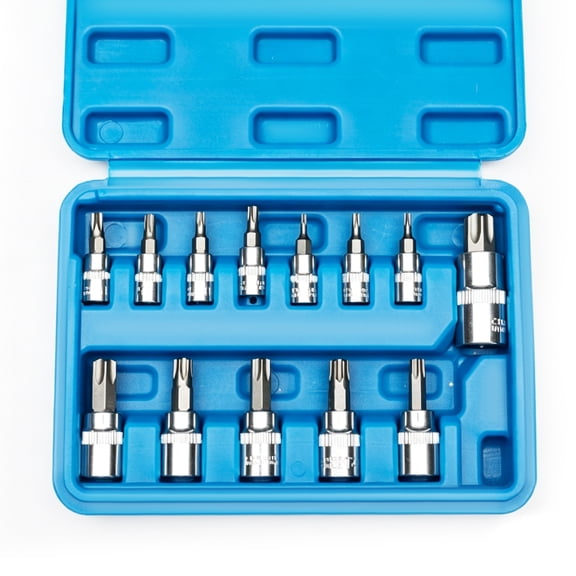TMAX Professional-Grade 13-Piece Torx Bit T-Socket Set Cr-V and S2 Steel with Plastic Blow Molded Case
