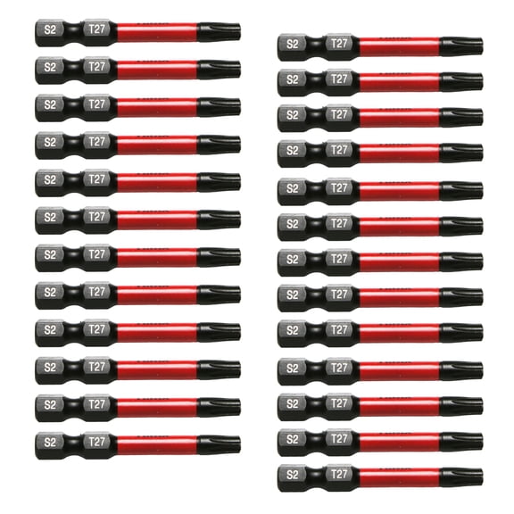 TMAX 25 pc T27 Torx Star 6 Point T-27 Black High Torque Impact Screwdriver Insert Bits Set S2 Steel Torsion Resistant, 2 Inch Long, 1/4 Inch Hex Shank with Quick Release Slot