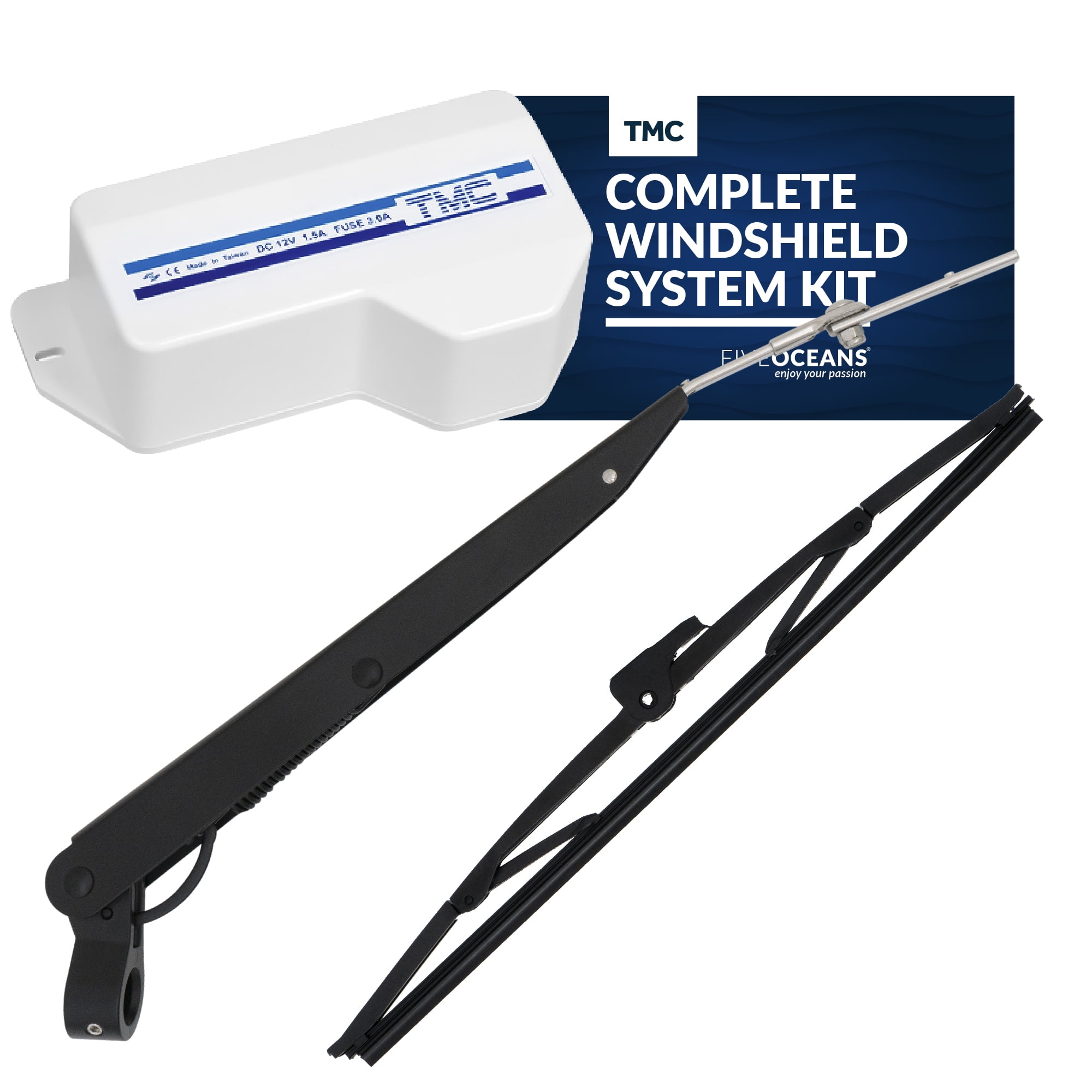 TMC Marine Heavy Duty Windshield Wiper Complete System Kit, Self