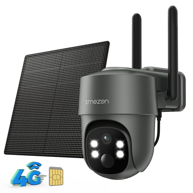 TMEZON 4G LTE Cellular Security Camera Wireless Solar Powered, 3MP WiFi