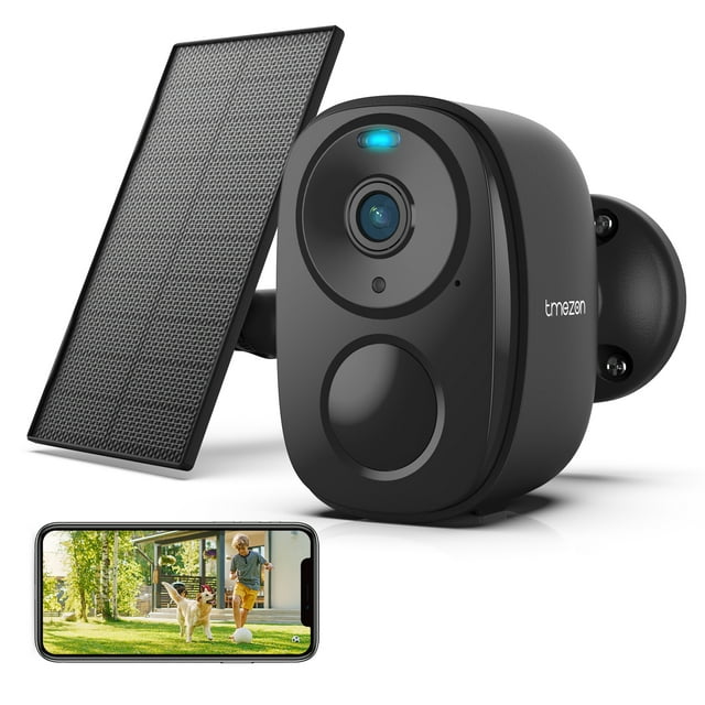 TMEZON Outdoor Security Camera Wireless Solar Powered WiFi Surveillance Camera, PTZ 360° View
