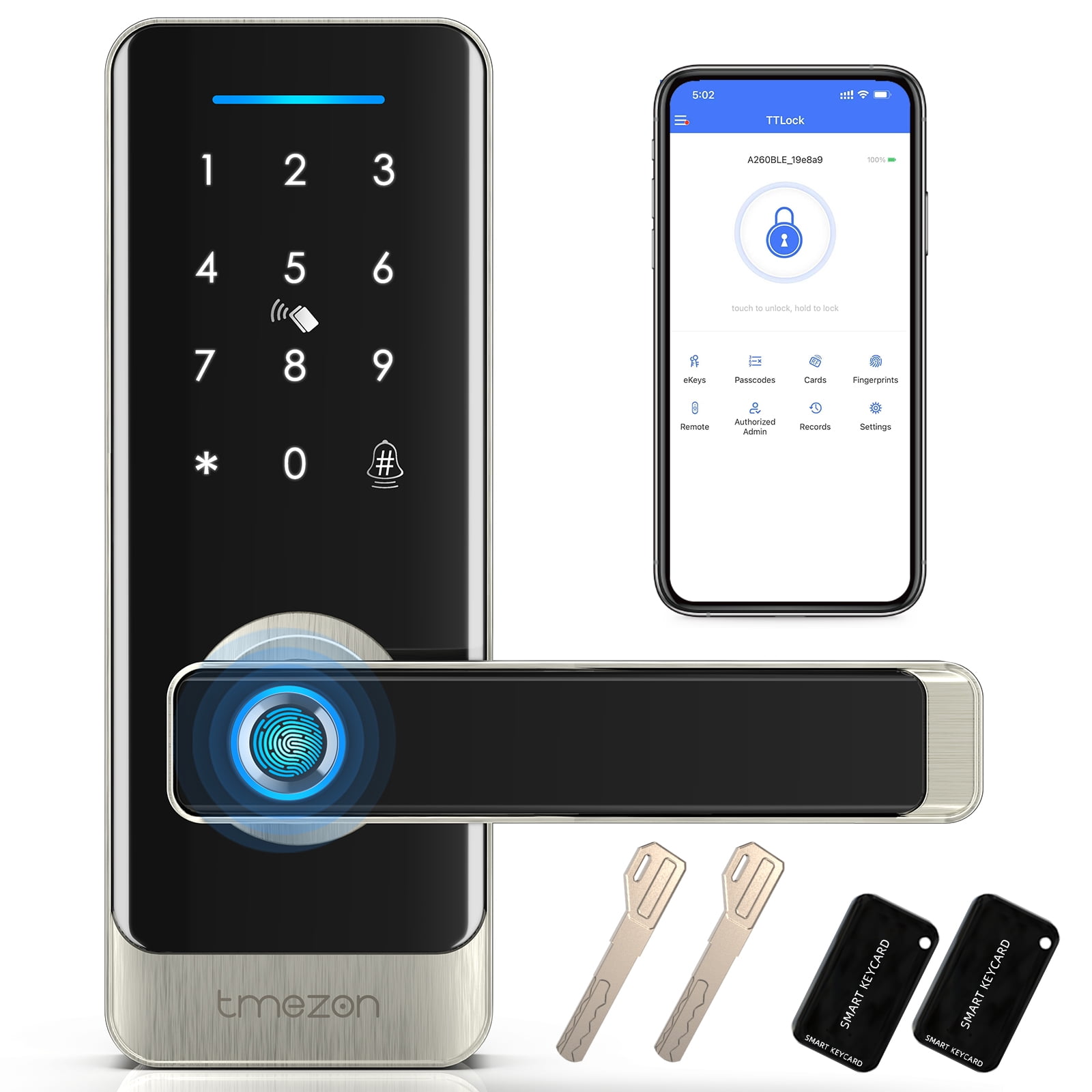 TMEZON Smart Door Lock, Auto Deadbolt, Keyless Keypad, Appcontrolled