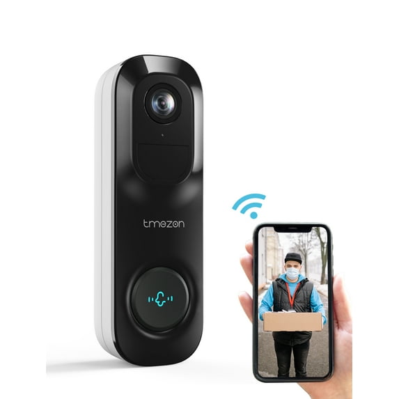 TMEZON Wireless Doorbell Camera, 2K Smart Video Doorbell Works with Alexa Door Bell Camera for Home Security, 2.4G WiFi Required