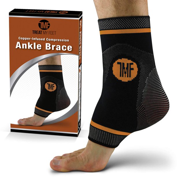TMF Copper Infused Compression Ankle Brace, Silicone Ankle Support