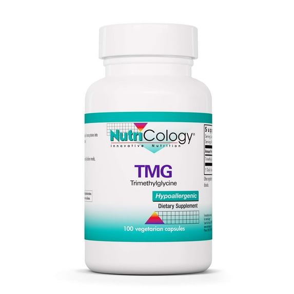 Nutricology TMG Trimethylglycine 750 mg Supplement - Betaine Anhydrous, Supports Healthy Methylation, Promotes Healthy Homocysteine Levels, Hypoallergenic, Vegetarian Capsules - 100 Count