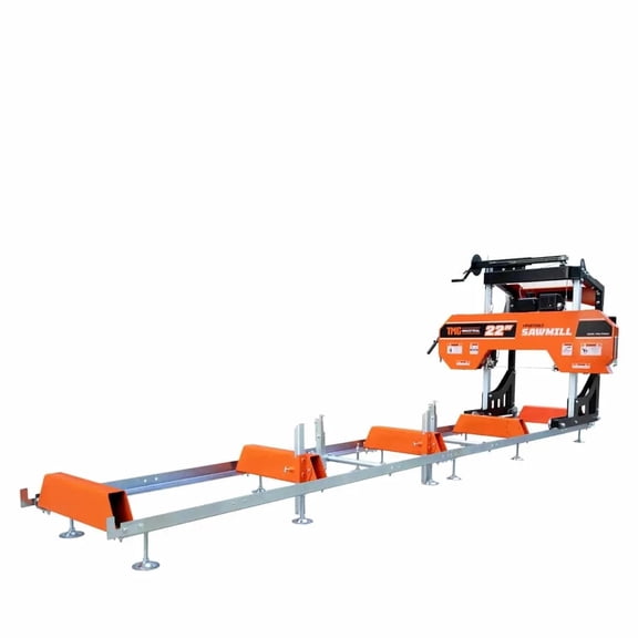 TMG Industrial 22" Portable Sawmill, 7 HP Kohler Command Pro Engine, 12' Log Length, 4-Post Carriage with Saw Head Anti-tip Locking, TMG-PSM22
