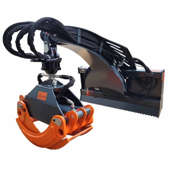 TMG Industrial 3300 lb Skid Steer Rotary Log Grapple, 360 Rotation, 49 Opening, for 40-75 HP Skid Steers, TMG-SLG50