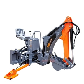TMG Industrial 8-ft Skid Steer Swing Backhoe Attachment, 30-60 HP Skid Steers, Italian Hydraulic Control Valves, 12" Bucket, TMG-SBH55