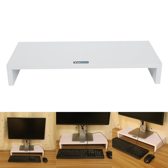 TMISHION Wooden Computer Monitor Stand,Wooden Stand Monitor Riser Desktop Organizer,White