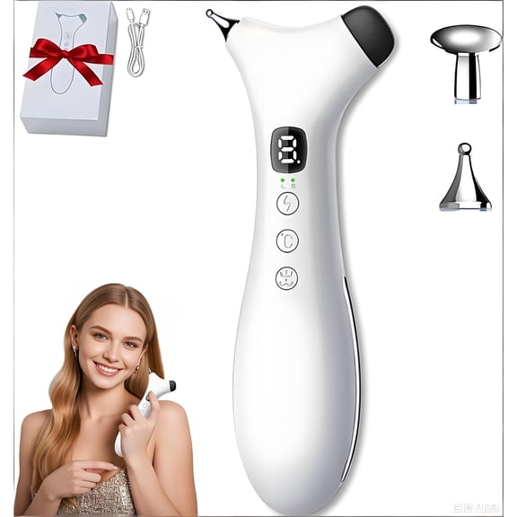 TMJ Massager Tool with Heat & Vibration - 4-in-1 Jaw Pain Relief Device, 3 Temperature Modes, Meridian Massagers, Rechargeable & Portable, Portable for Home/Travel (Black)