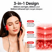 TMJ Relief Jaw Red Infrared Light 660/850/940nm Therapy Headset Heating Pad Device, USB Powered