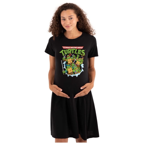 TMNT 90s Retro Ninja Turtles Cartoon Women's Maternity Dress Brisco Brands M