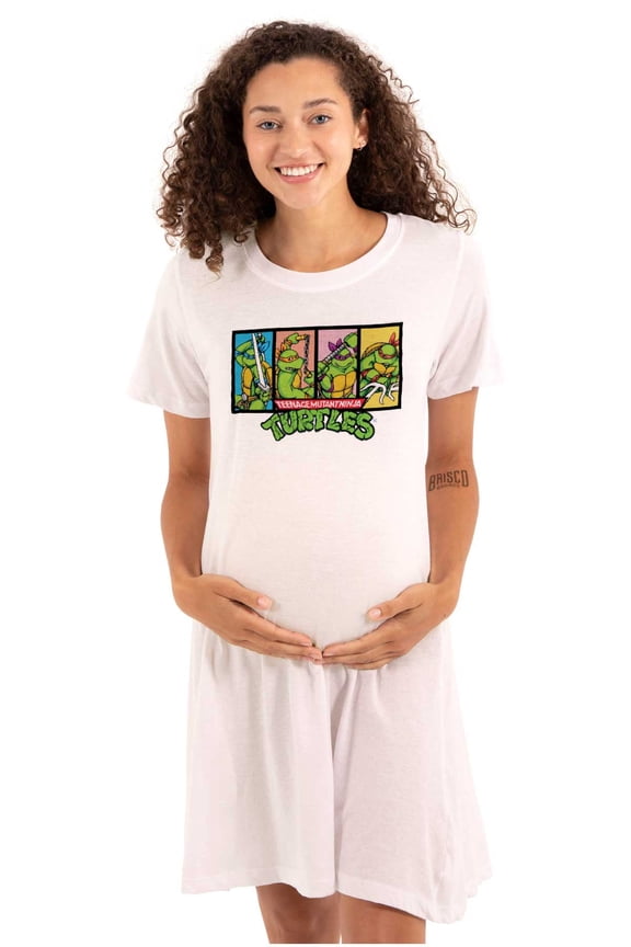 TMNT 90s Retro Turtle Cartoon Logo Women's Maternity Dress Brisco Brands X