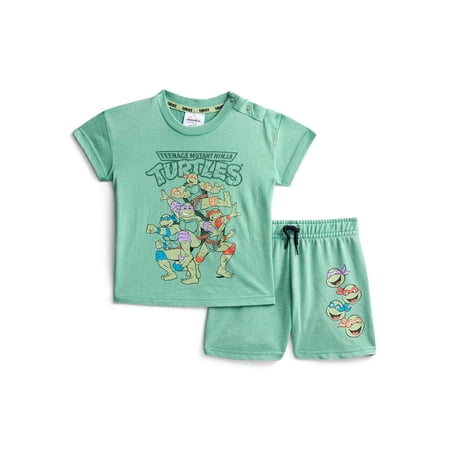 Teenage Mutant Ninja Turtles Baby and Toddler Boy Short Sleeve Graphic Tee and Matching Shorts Set, 2-Piece, Sizes 0/3M-5T