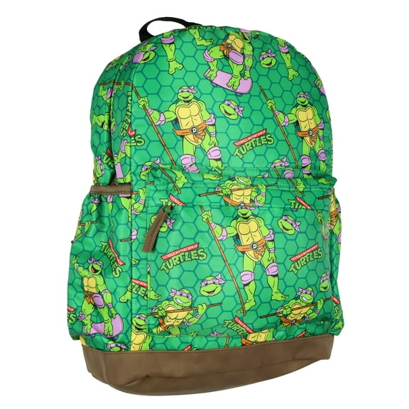 TMNT Backpack Allover Character Design Hexagon Grid Background Travel Daypack Bag