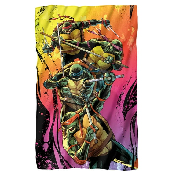 TMNT Blanket, 36"x58" TMNT Gradient Group Splash Fleece Blanket