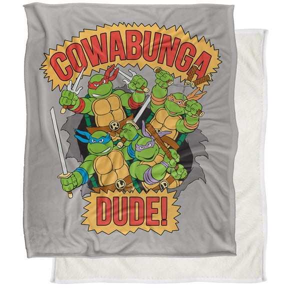 TMNT Blanket, 50"x60" Cowabunga Dude Silky Touch Sherpa Back Super Soft Throw Blanket