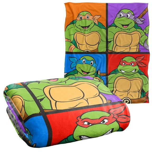 TMNT Blanket, 50"x60" TMNT Turtle Tiles Silky Touch Super Soft Throw Blanket