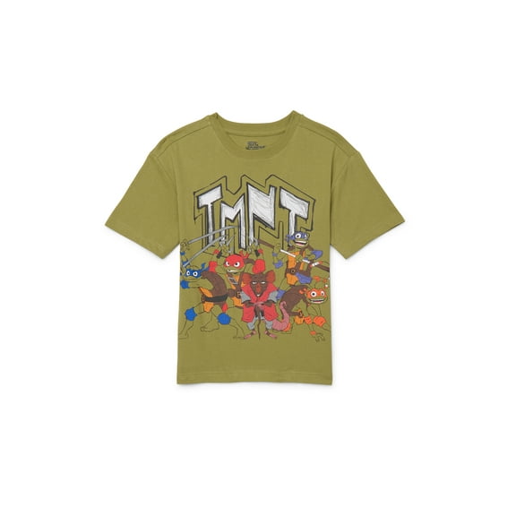 Teenage Mutant Ninja Turtles Boys Graphic Retro Print Tee with Short Sleeves, Sizes 4-18