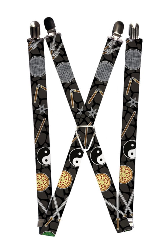 TMNT Cartoon TV Series Ying Yang Pizzas And Ninja Weapons Suspenders