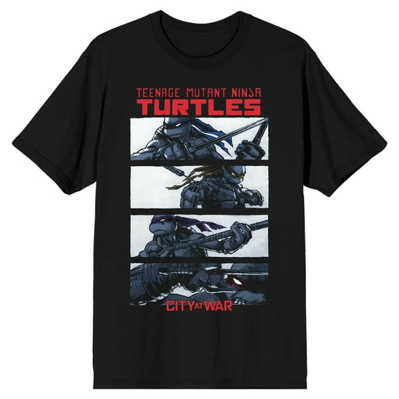 TMNT City At War Men's Black Short Sleeve Crew Neck Tee-6XL