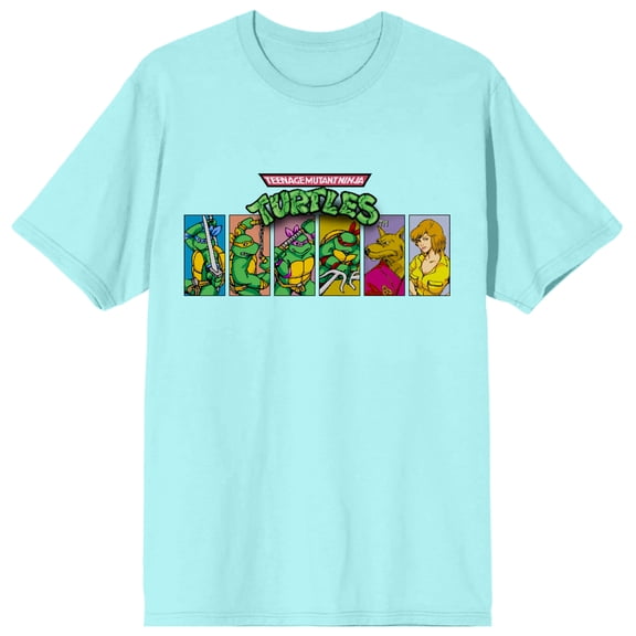 TMNT Classic Characters Splinter and April O'Neil Men's Celadon Graphic Tee-Medium