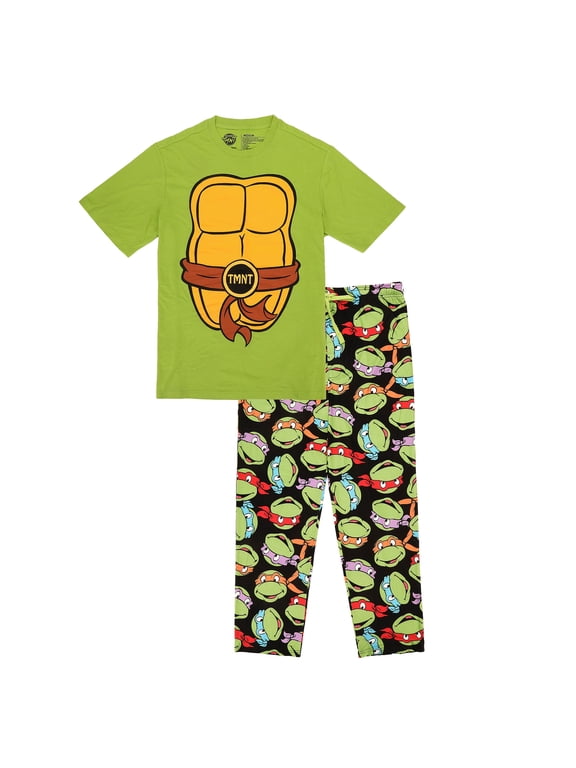 TMNT Classic Retro Cartoon Turtle Power Men's 2-Pack Pajama Set-Large