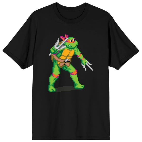 TMNT Classic Retro Raphael Pixelated Men's Black Graphic Tee-3XL