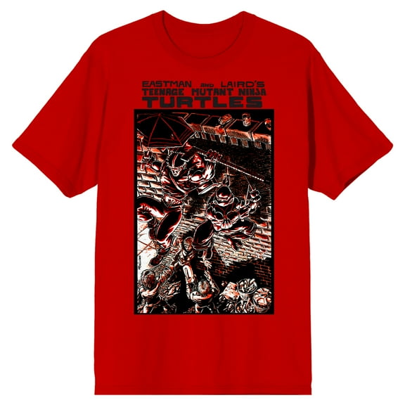 TMNT Comic Origins Casey Jones & Raphael Comic Art Crew Neck Short Sleeve Red Men's T-shirt-Large