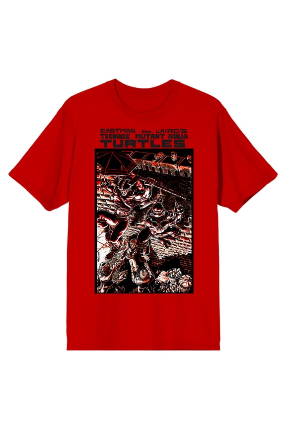 TMNT Comic Origins Casey Jones & Raphael Comic Art Crew Neck Short Sleeve Red Men's T-shirt-Large