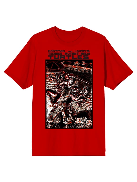 TMNT Comic Origins Casey Jones & Raphael Comic Art Crew Neck Short Sleeve Red Men's T-shirt-Small
