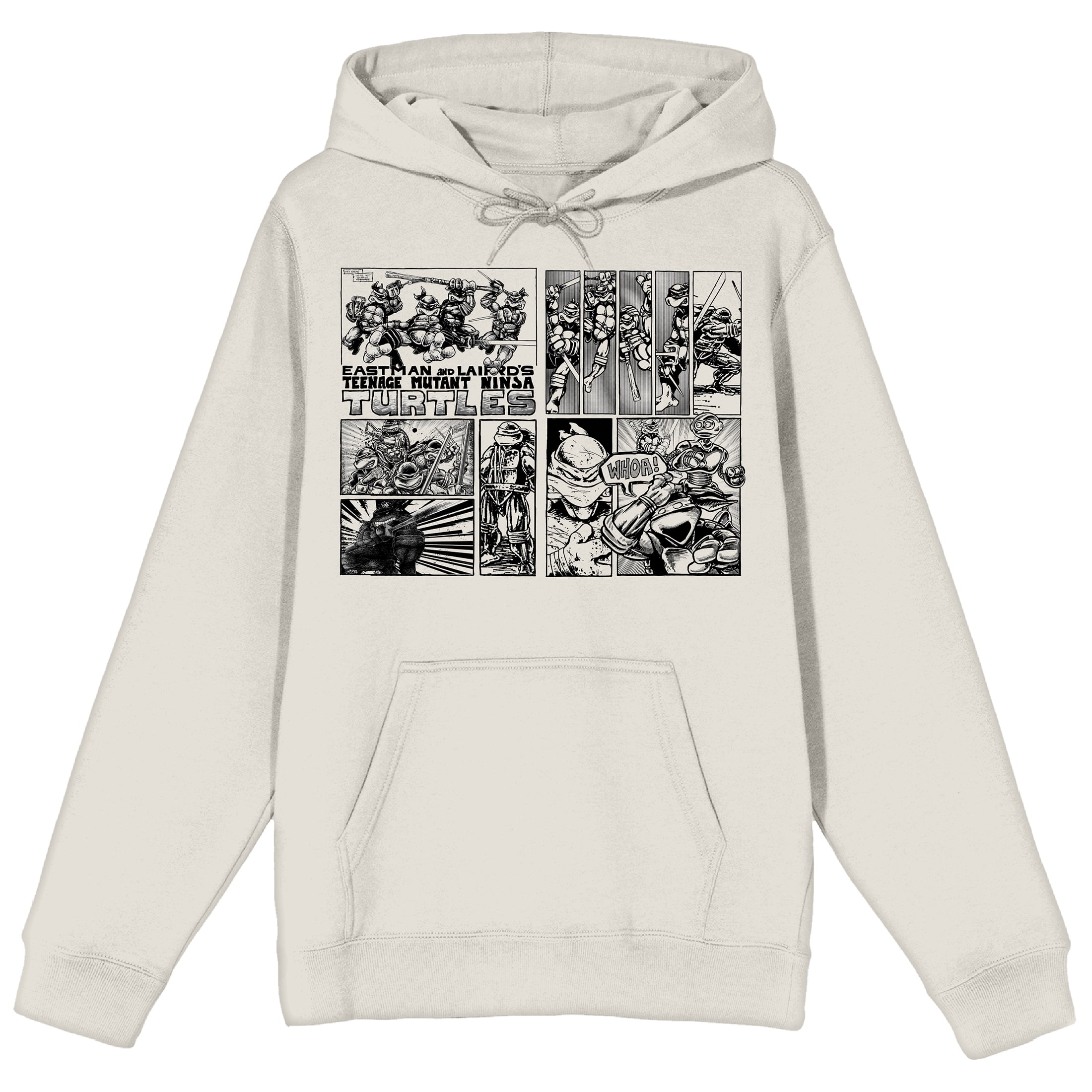 TMNT Comic Origins Comic Strip Art Long Sleeve Cream Adult Hooded 