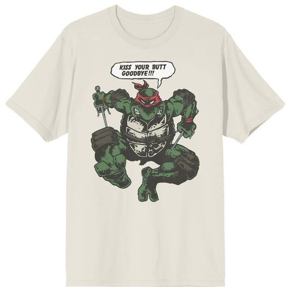 TMNT Comic Origins Kiss Your Butt Goodbye Crew Neck Short Sleeve Tofu Men's T-shirt-Medium