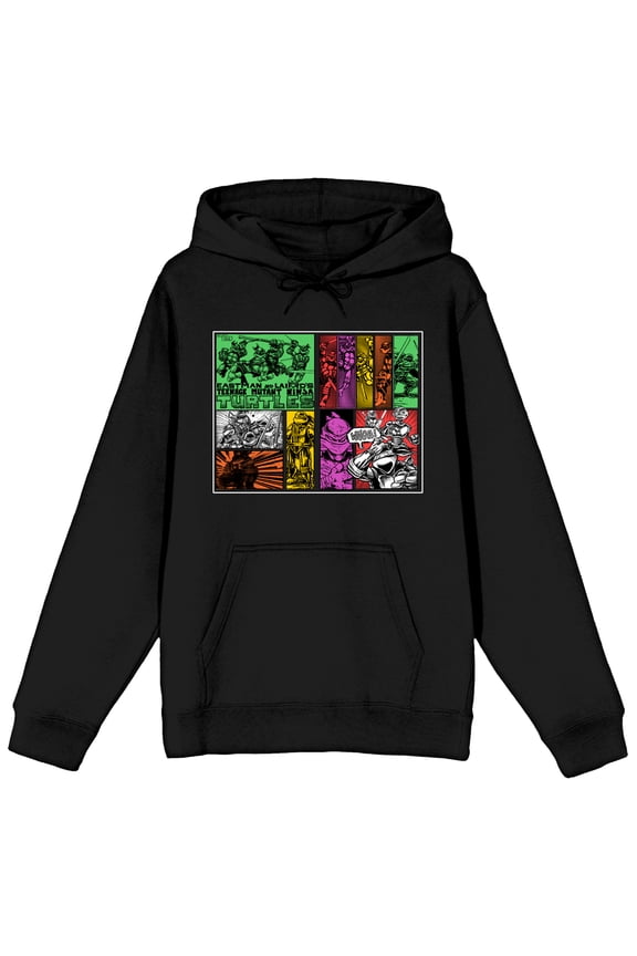TMNT Comic Origins Long Sleeve Black Adult Hooded Sweatshirt-XL