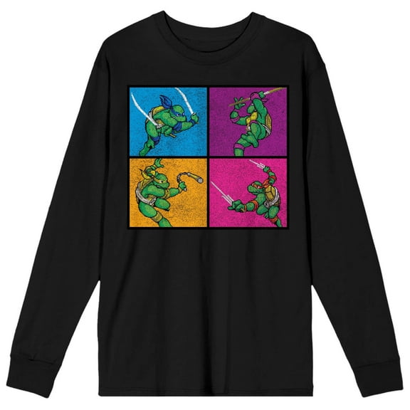 TMNT Four Square Fighters Women's Black Long Sleeve Shirt-Small