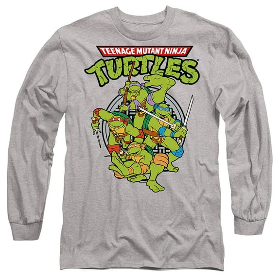 TMNT Group Unisex Adult Long-Sleeve T Shirt (Medium) Athletic Heather