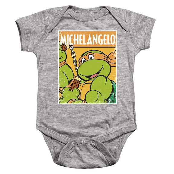 TMNT Mikey Unisex Infant Snap Suit for Baby (18 Months) Athletic Heather