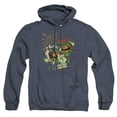 thumbnail image 1 of TMNT: Mutant Mayhem Christmas Greetings Leonardo Raphael Unisex Adult Pull-Over Heather Hoodie, Navy Heather, 3X-Large, 1 of 3