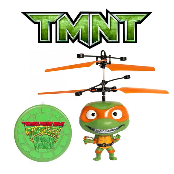 TMNT Mutant Mayhem Michelangelo Big Head Flying Figure UFO Helicopter