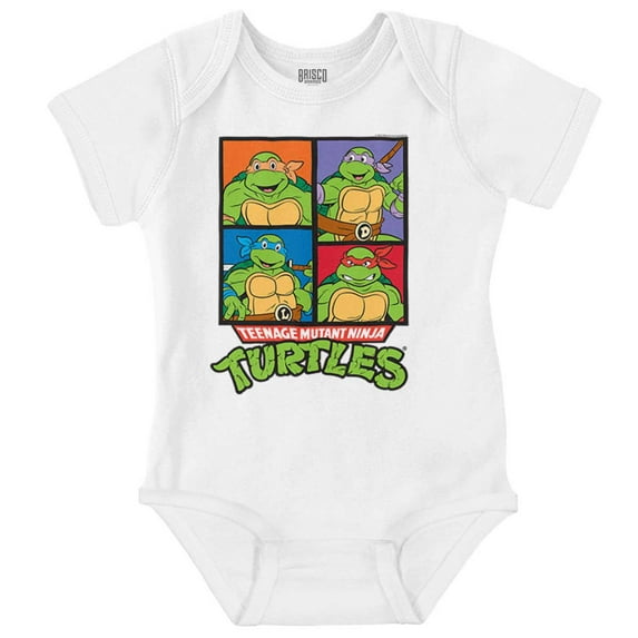 TMNT Ninja Turtles Cartoon Squares Romper Boys or Girls Infant Baby Brisco Brands 6M