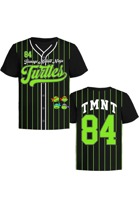 Ninja Turtles Boys Graphic T-Shirt, Toddler Boy Tee Kids Clothes, Stripe Black/Green