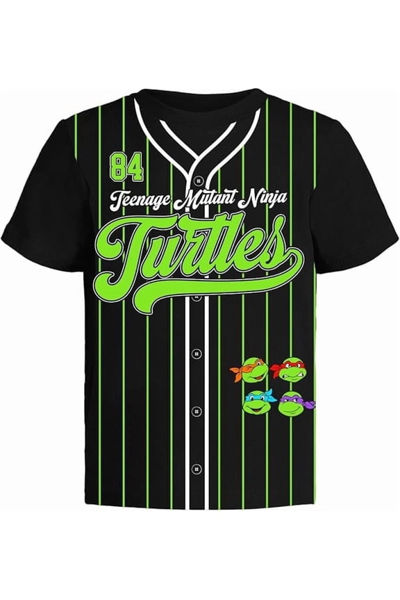 Ninja Turtles Boys Graphic T-Shirt, Toddler Boy Tee Kids Clothes, Stripe Black/Green